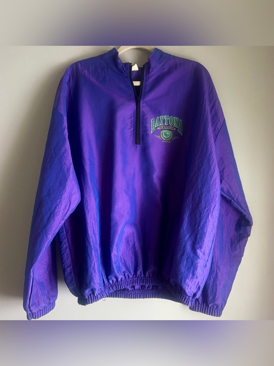 Jackets & Blazers - Vintage 90s Daytona Beach Windbreaker 1/2 Zip Iridescent Surf Style One Size